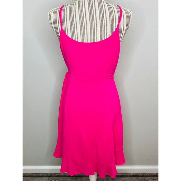 Cupcakes and Cashmere Vibrant Pink Ruffle Wrap Dress Women Small Barbiecore NWT - Picture 3 of 12